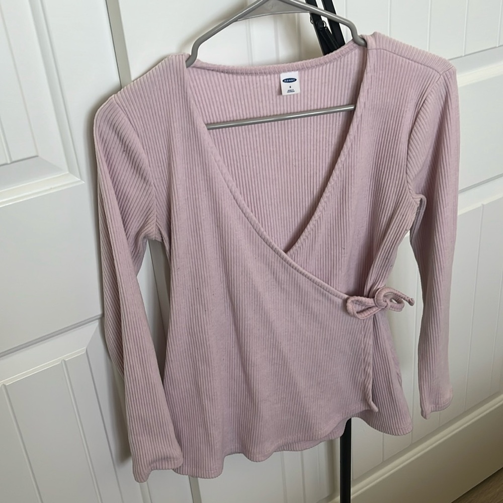 Baby Pink Wrap Top Long Sleeve